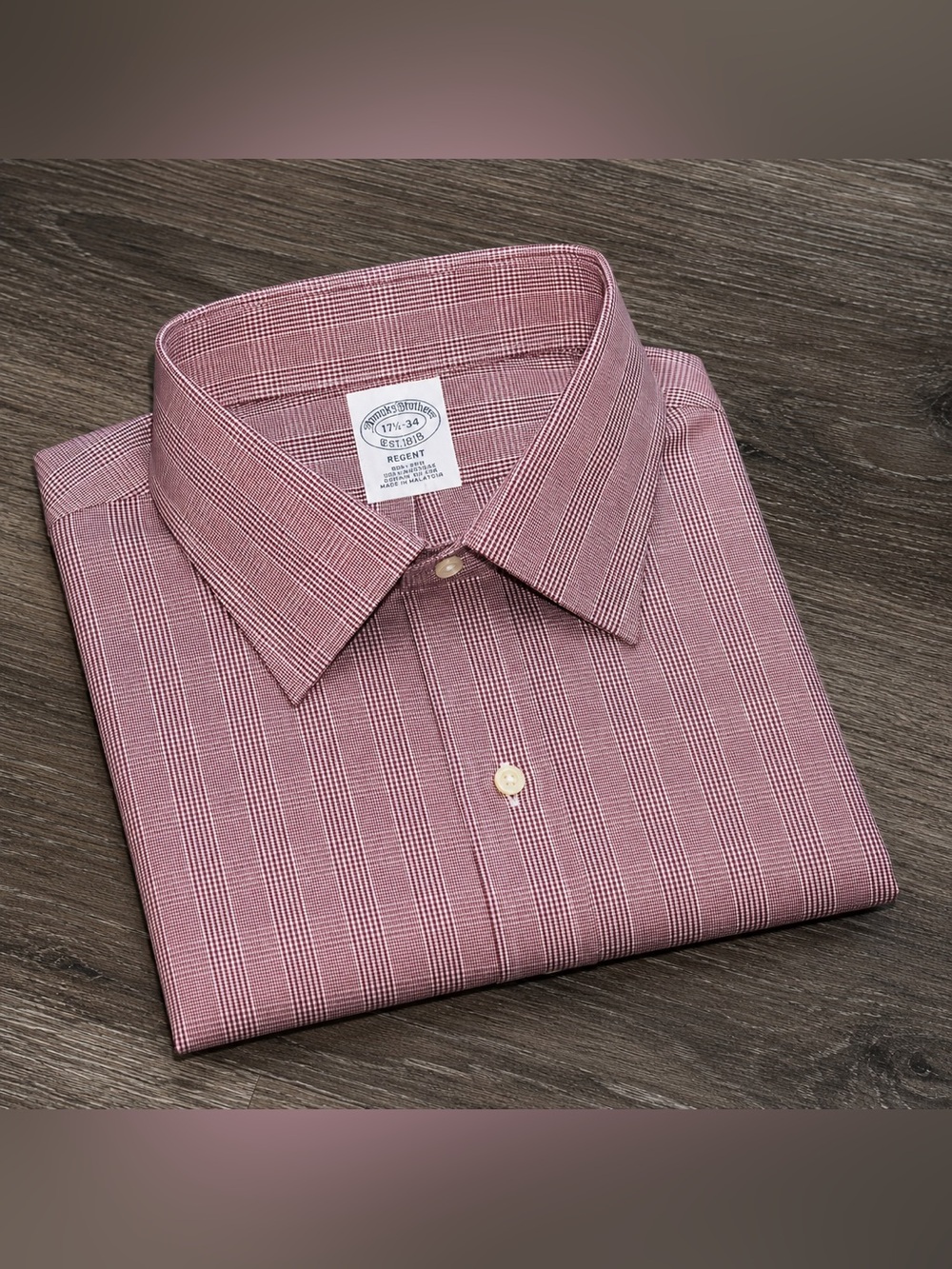 Brooks Brothers Regent Dress Shirt in Maroon Plaid XL